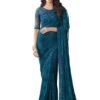 Women's And Girls Embroidery Lace & Sequence Embroidery Chiffon Saree With Unstitched Blouse Piece